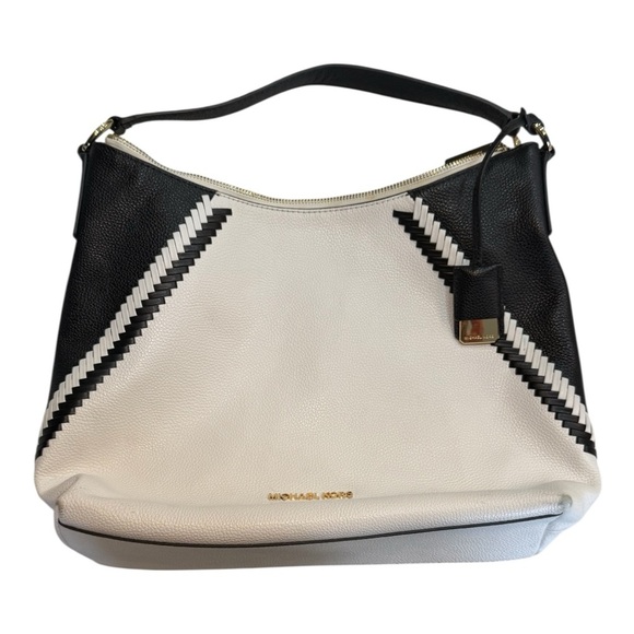 Michael Kors Leather Shoulder Bag With Braided Trim - Picture 1 of 9